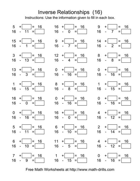 inverse relationships addition  subtraction focus   p
