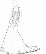 Coloring Dress Pages Wedding Dresses Drawing Fashion Barbie Girls Beautiful Adults Dressed Simple Jar Models Mason Printable Template Color Getting sketch template