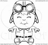 Pilot Aviator Cartoon Clipart Sitting Boy Happy Coloring Cory Thoman Outlined Vector 2021 sketch template