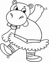 Coloring Hippo Pages Ballerina Kids Hippopotame Hippopotamus sketch template