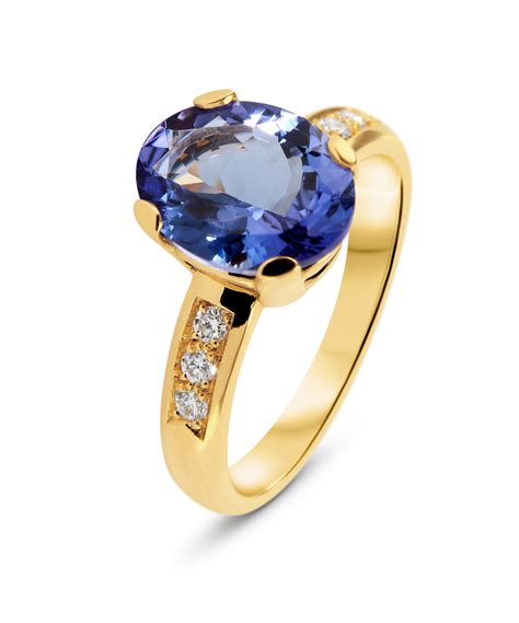 bague  jaune  tanzanite ovale xmm  diamants ref