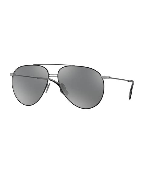 burberry men s metal aviator sunglasses in black for men