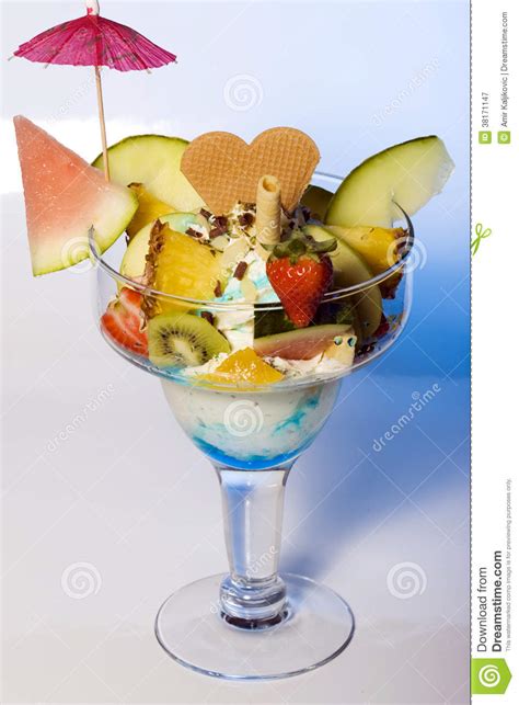 tropical fruit sundae in a cocktail glass stock image image of