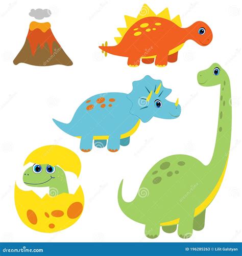conjunto de lindos dinosaurios dibujos animados de  dino portador