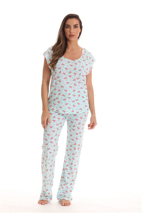 dreamcrest pajamas  women cotton pj pant set  cap sleeves aqua  walmartcom