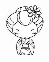 Coloring Pages Kokeshi Kimono Dolls Girl Color Cute Doll Japanese Print Adult Getcolorings Colouring Asian Coloriage Sheets Stamps Colori Getdrawings sketch template