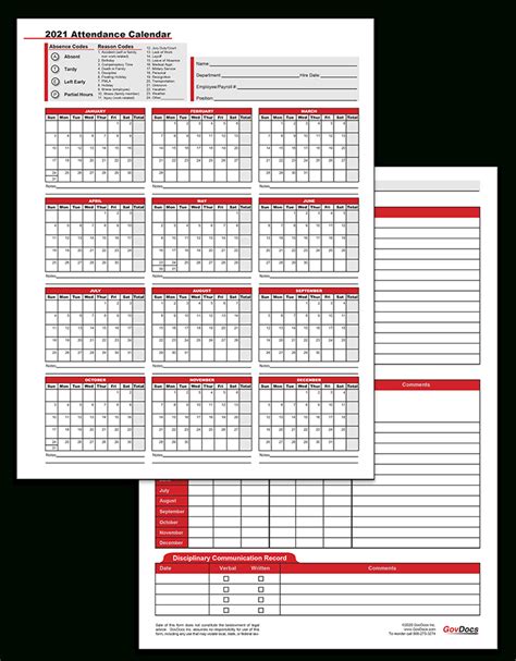 employee attendance calendar  calendar template printable