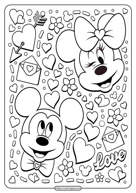 mickey minnie mouse valentine coloring page