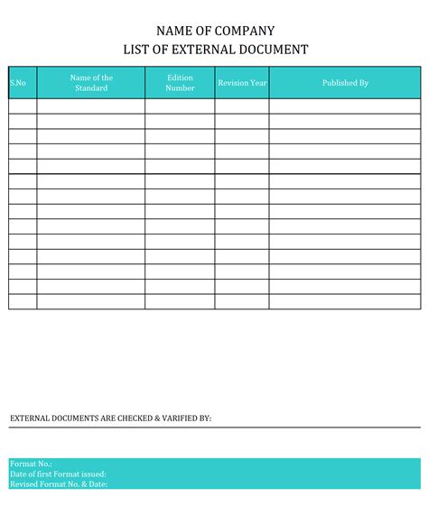list  external documents