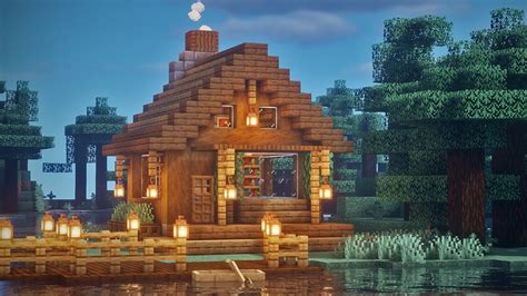 minecraft build   build cozy log house log cabin youtube