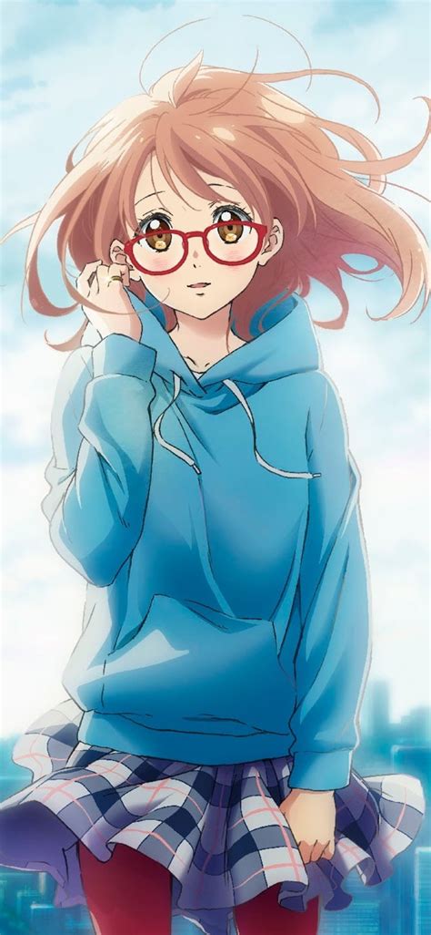 Hoodie Brown Hair Anime Girl With Glasses