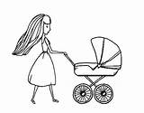 Coloring Stroller Mom Pages Baby Colorear Color sketch template