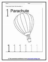Number Worksheets Trace Tracing Color Coloring Preschool Kindergarten Toddler Math Parachute Comment First Air Crafts Preschoolactivities Print sketch template