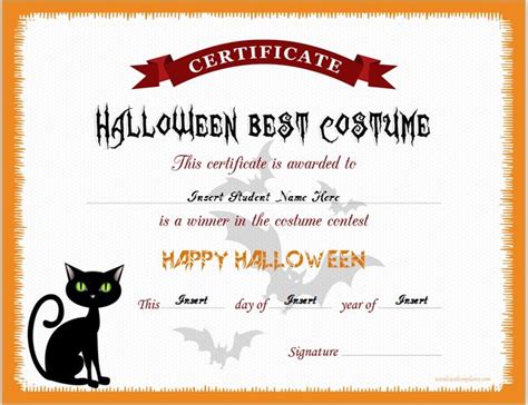 halloween  costume certificate templates word excel templates