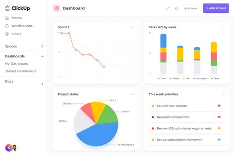 project management software  dashboards clickup