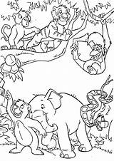 Jungle Coloring Book Pages Kids Printable Disney Ausmalbilder Characters Dschungelbuch Residents Sheets Animal Dschungel Print Baby Colouring Happy Color Drawing sketch template