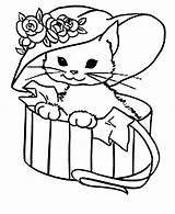 Coloring Cat Pages Hat Kitty Cute Drawing Fancy Persian Minecraft Color Cats Print Colouring Printable Pig Kitten Nyan Wear Getdrawings sketch template