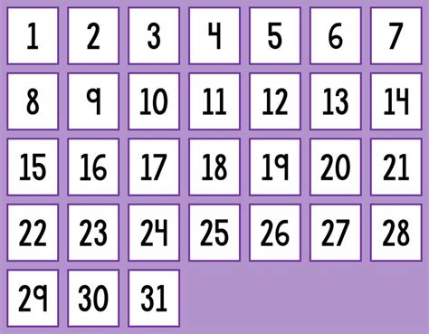 printable classroom calendar numbers printable calendar numbers