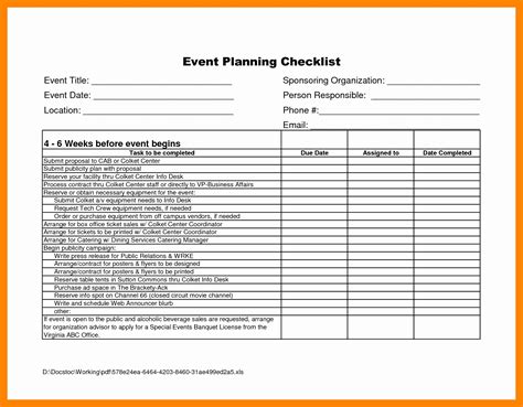 event planning spreadsheet   spreadsheet    event