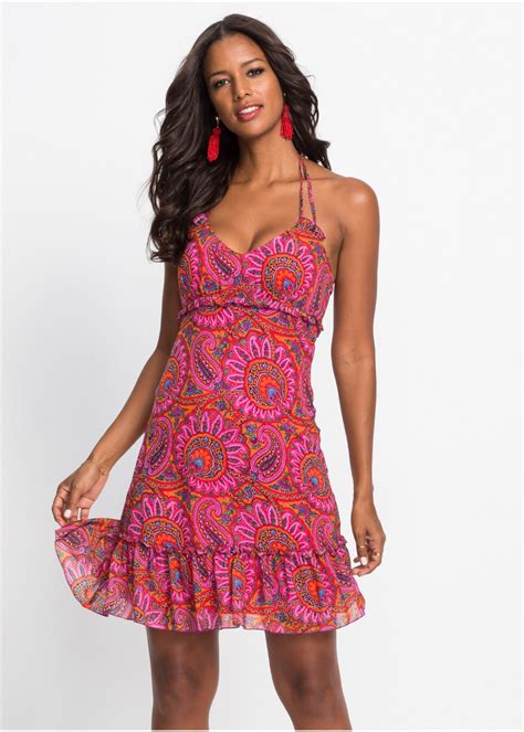 zomerjurk pinkoranje gebloemd bodyflirt boutique koop  bonprixnl stijlvolle jurken