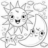 Sun Coloring Pages Moon Rainbow Getdrawings Adults sketch template