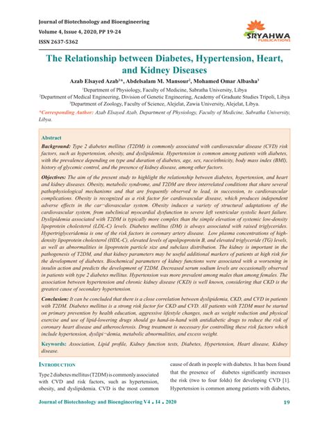 pdf the relationship between diabetes hypertension heart and