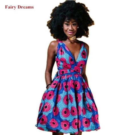 African Dresses For Women Ankara Sexy Party Dress Geometry African