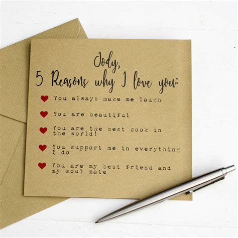 five reasons i love you valentine s card by juliet reeves designs