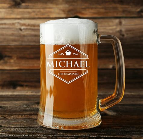 personalized engraved 16 ounce glass beer mug sold