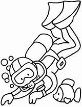 Scuba Coloring Pages Printable Diver Kids Diving Colouring Choose Board sketch template