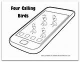 Coloring Calling Birds Four Kids Projects Craft Hard sketch template