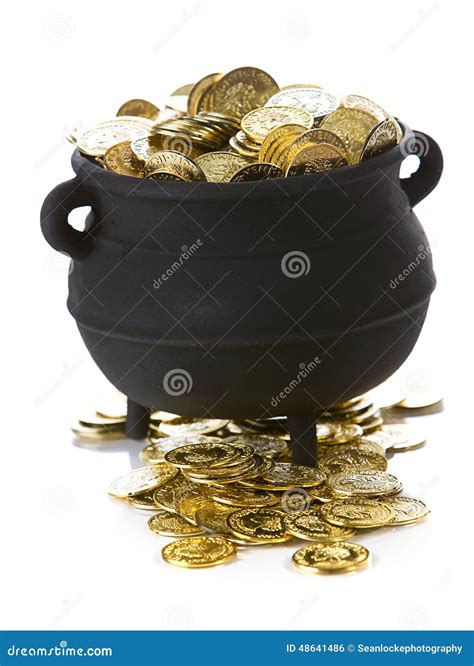 pot  gold pot full  gold isolated  white stock photo image