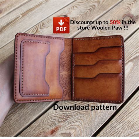 wallet pattern template leather id card bi fold wallet etsy