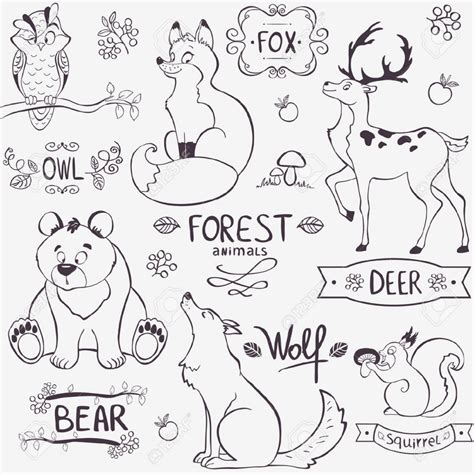 simple forest drawing  animals  getdrawings