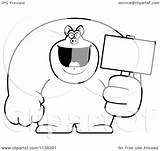 Outlined Buff Pig Holding Sign Clipart Cartoon Thoman Cory Coloring Vector 2021 sketch template