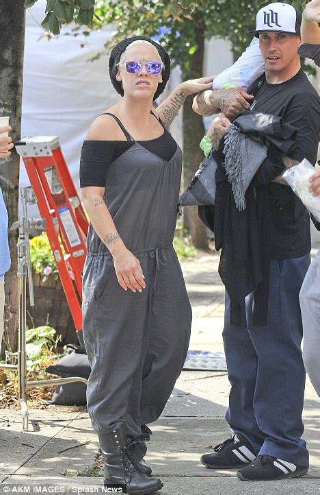pink goes hell for leather as sex addict on set of her debut movie in new york city daily mail