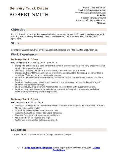 commercial driver resume tawaheltub