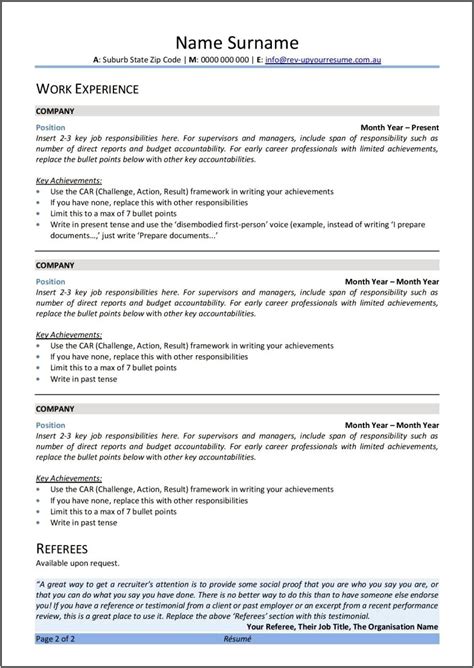 executive resume word template ats friendly   resume