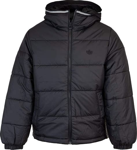 adidas padded hooded puff jacket black  amazoncouk clothing