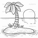 Coloring Pages Island Palm Beach Drawing Tree Tropical Imagixs Kids sketch template