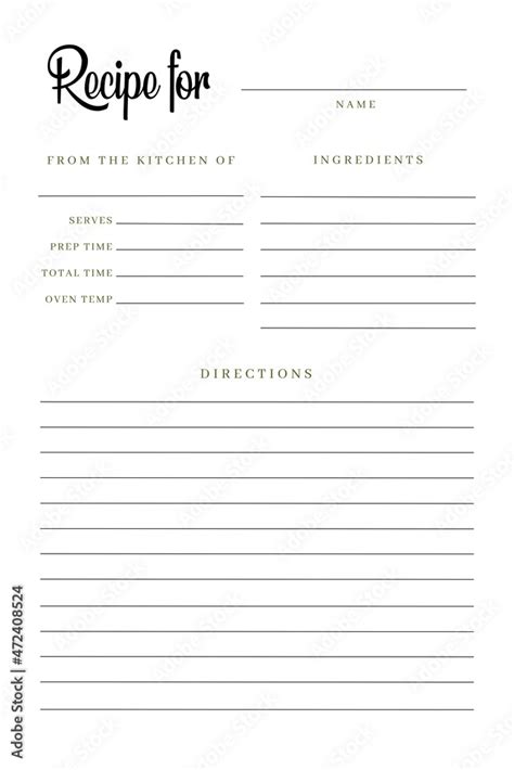 blank recipe book printable template blank pages sheet organizer