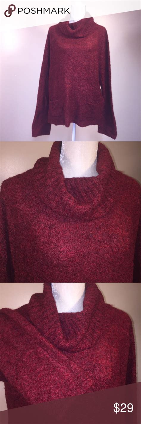 b moss sweater xl boucle wool slub lagenlook red pullover sweater