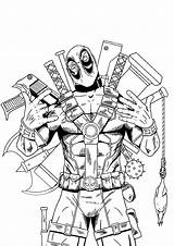 Deadpool Coloring Pages Kids sketch template