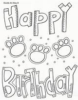 Birthday Coloring Happy Dog Pages Doodle Paws Dogs Color Printable Print Pet Getcolorings Alley sketch template