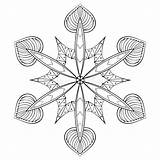 Snowflake Mandala Zentangle Flocon Neige Fiocco Vettore Coloritura Adulta Vecteur Coloration Adults élégant sketch template