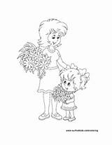 Daughter Coloring Mom Flowers Pages Science Surfnetkids Holiday sketch template