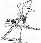 Cartoon Pioneer Gun Woman Vector Outlined Holding Coloring Ron Leishman Royalty sketch template