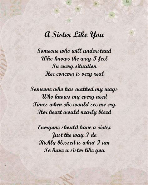 sister poem love poem digital instant download little