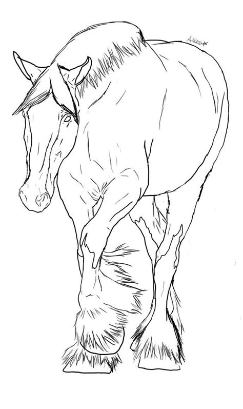 clydesdale lineart  fotonovelic  deviantart horse coloring pages