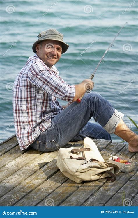 angler stock image image  happy peaceful summer fishing